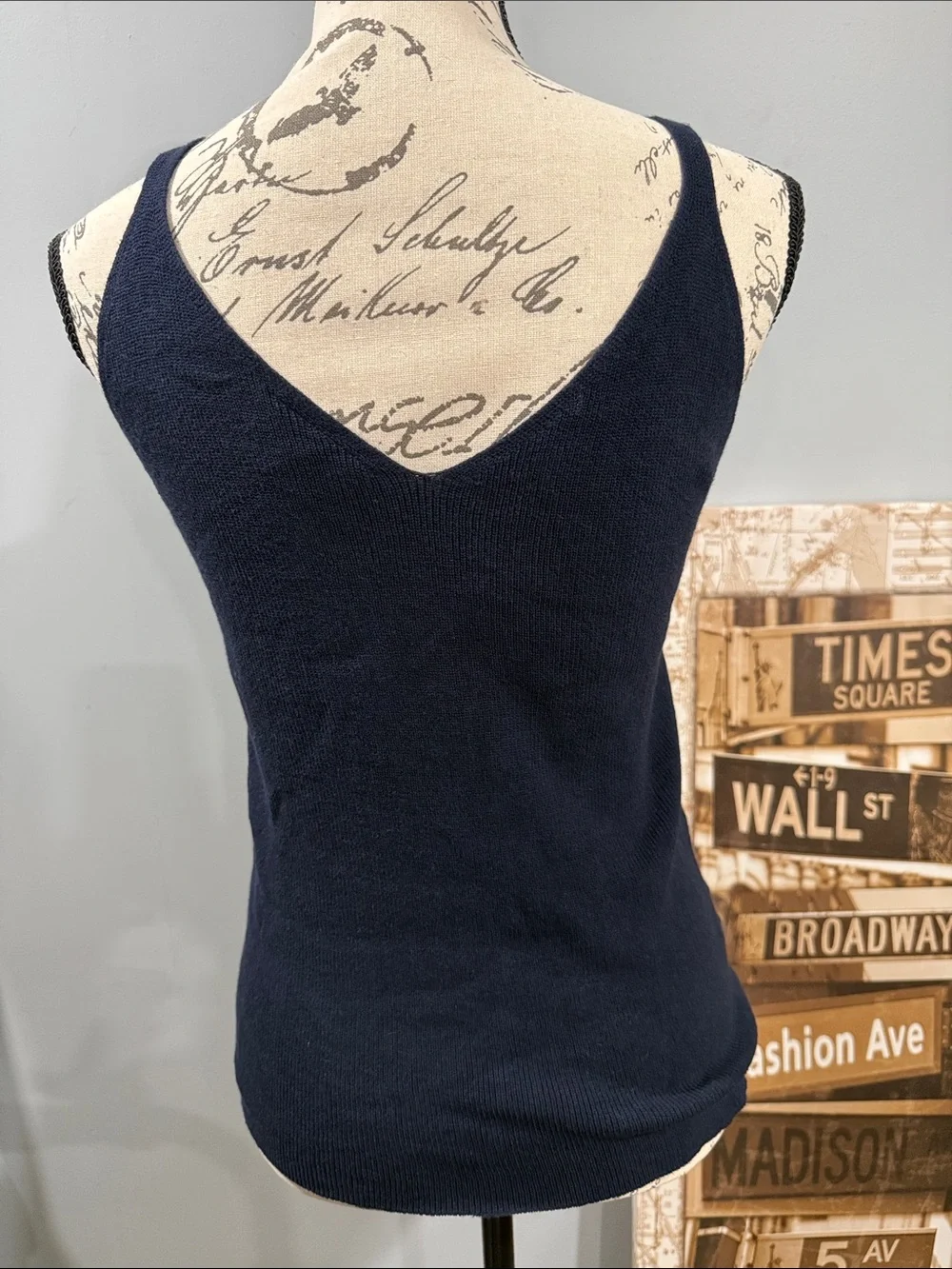 Navy V-Neck Knit Tank Top - Classic Women's Knitwear